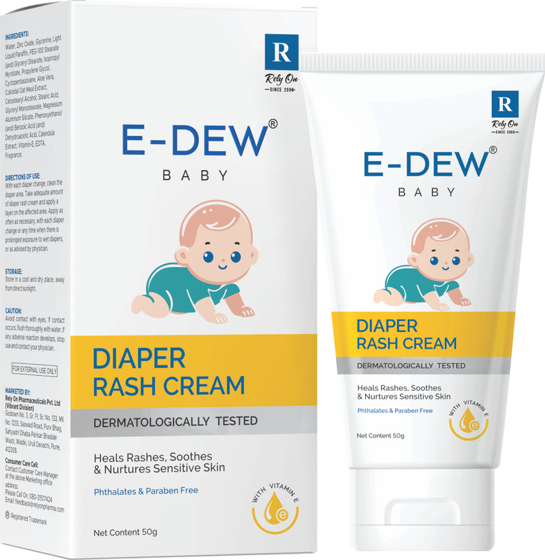 E-Dew Baby Diaper Rash Cream, Dermatologically Tested, with Vitamin E, Phthalates & Paraben Free, 50g(50 g)