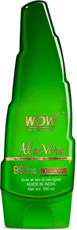 WOW SKIN SCIENCE 99% Pure Aloe Vera Gel - Ultimate for Skin and Hair - No Parabens, Silicones, Mineral Oil, Color, Synthetic Fragrance - 250 mL(250 ml)