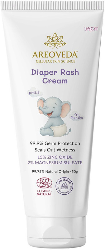 Areoveda Diaper Rash Cream with Zinc Oxide & Oats, Soothes Diaper Rash, Safe From Day 1(50 g)