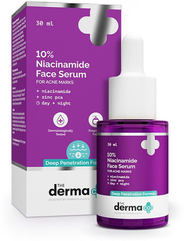 The Derma Co 10% Niacinamide Face Serum with 2% Zinc Fades Acne Marks | Fights Acne | Controls Oil Production | Reduces Dark Spots|(30 ml)