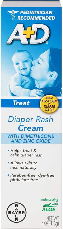 AD Diaper Rash Cream With Dimethicone And Zinc Oxide, 4. OZ.(113 g)