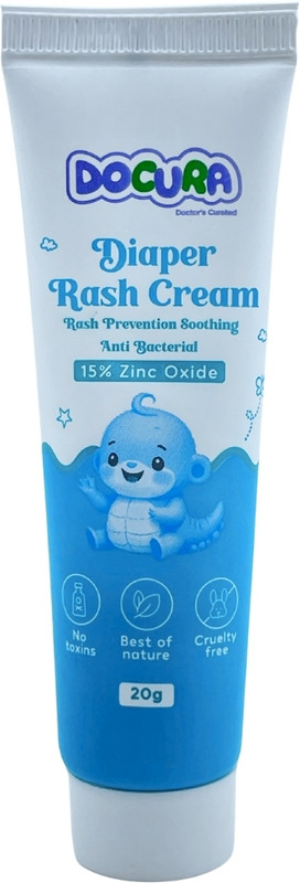 DOCURA Diaper Rash Cream | Soothing Anti-Bacterial Formula with 15% Zinc Oxide, Dermatologically Tested(20 g)