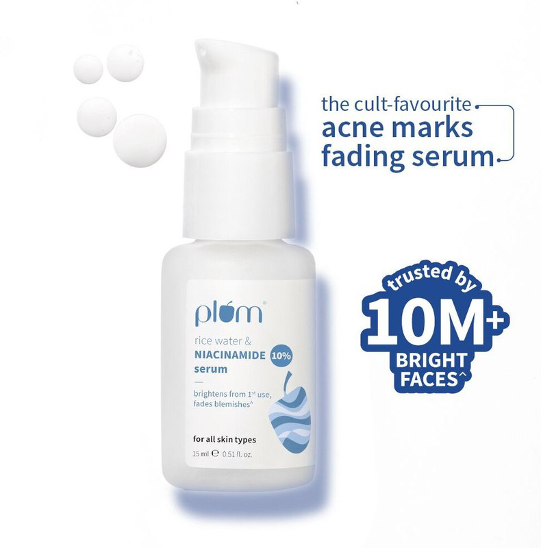 Plum 10% Niacinamide Brightening Serum with Rice Water|Brightens Skin from 1st Use|All Skin Types(15 ml)