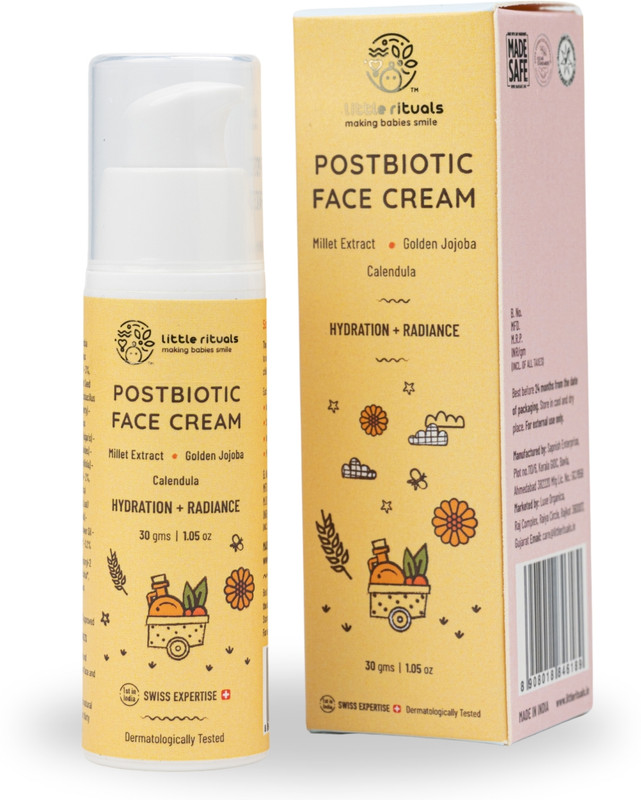 Little Rituals Post-Biotic Baby Face Cream: Hydrates, Organic, Dermat-Tested, Swiss(30 g)