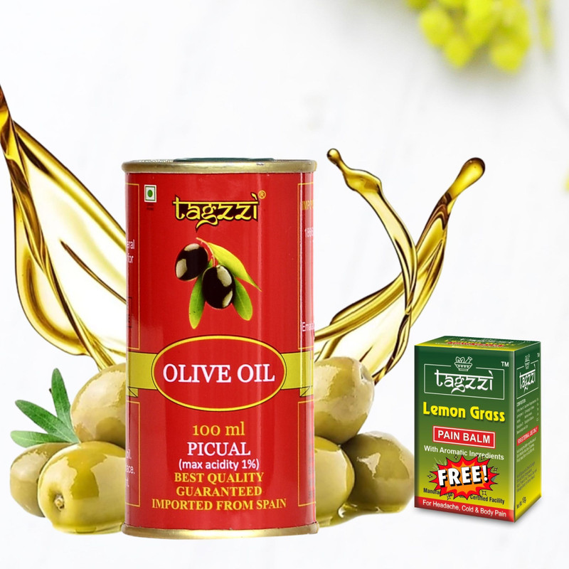 Tagzzi Olive Oil for Skin, Hair and Baby Massage (PURE GRADE)(100 ml)