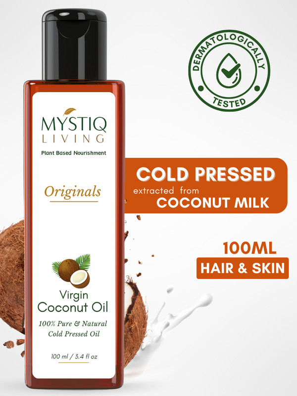 Mystiq Living Virgin Coconut | Pure Cold Pressed For Face, Skin and Body Massage Hair Oil(100 ml)