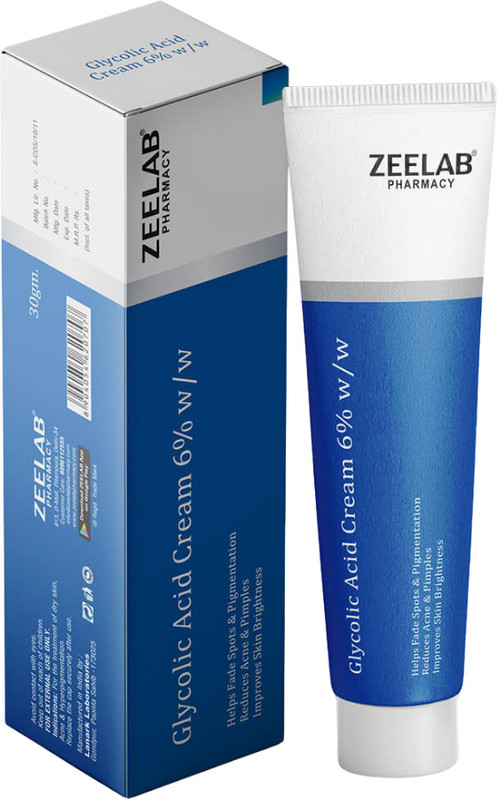 zeelab Glycolic Acid 6% Cream for Acne, Pimples, Dark Spots, Pigmentation | Face Cream for Bright & Even Skin Tone | Dead Cell Remover Exfoliating Cream – 30g x 2(60 g)