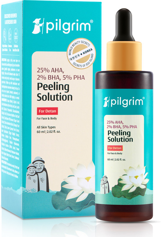 Pilgrim 25% AHA + 2% BHA + 5% PHA Peeling Solution Face Serum for Exfoliation|Detan(60 ml)