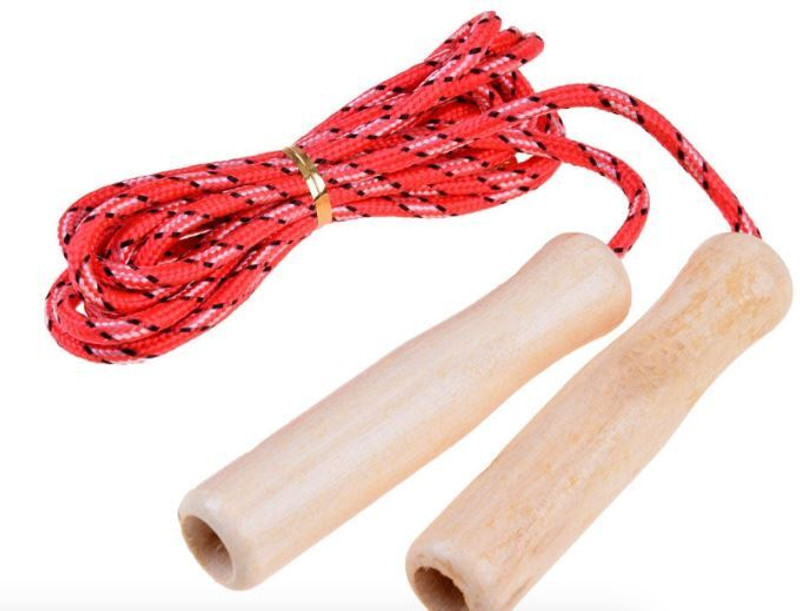 DreamPalace India Jump Rope with Wooden Handle Freestyle Skipping Rope(Red, Length: 290 cm)