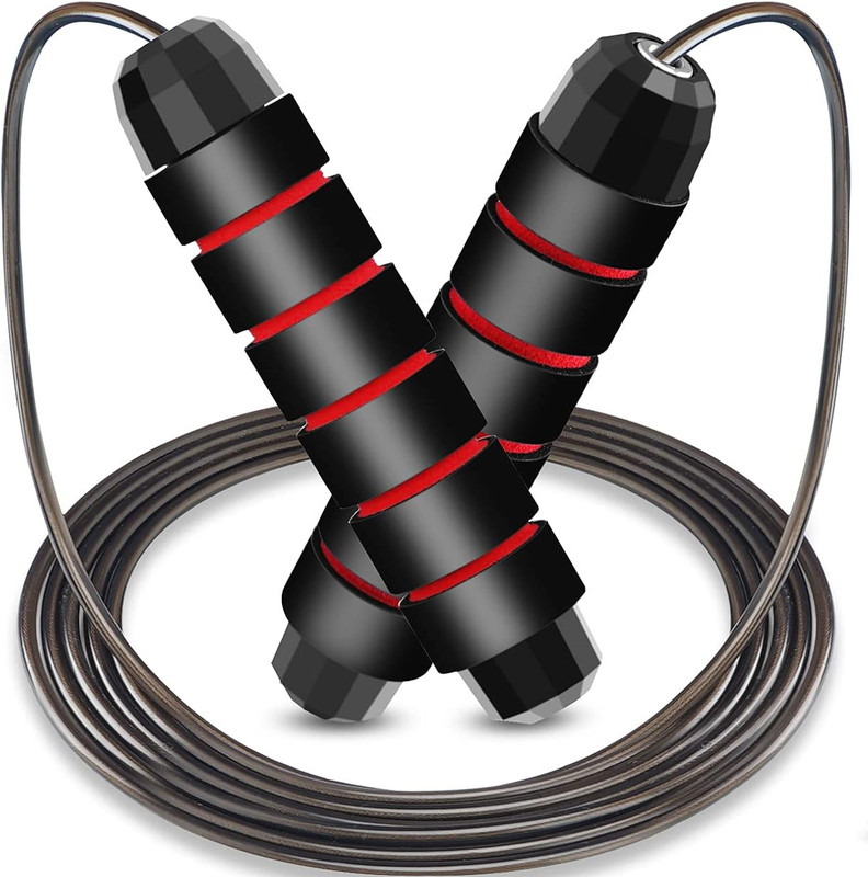 FirstFit Tangle-Free Rapid Speed Skipping Rope Ball Bearing Adjustable Exercise Jump Rope Ball Bearing Skipping Rope(Black, Red, Length: 300 cm)