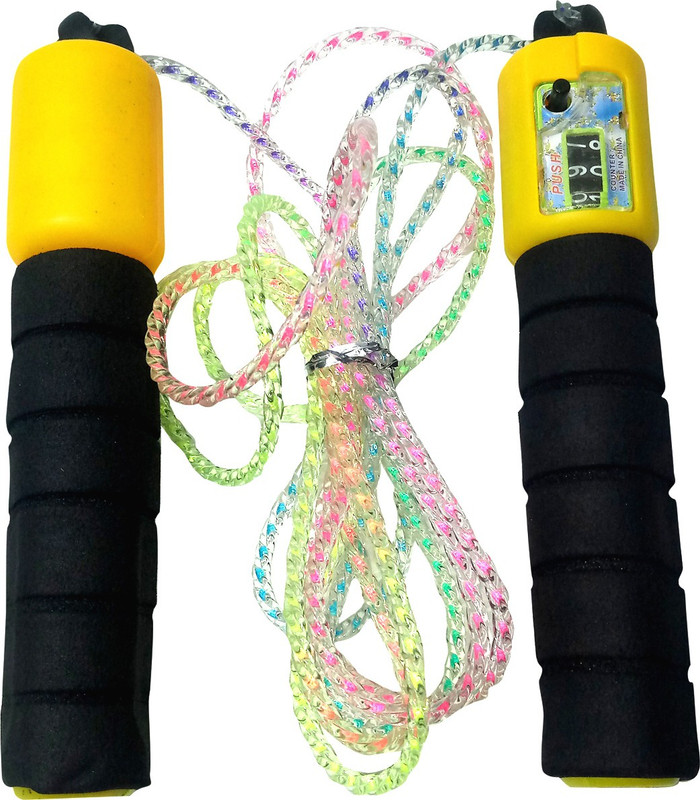 Sky Sporting Foam Handle with Counter-Assorted Kids Skipping Rope Kids Skipping Rope(Yellow, Length: 250 inch)