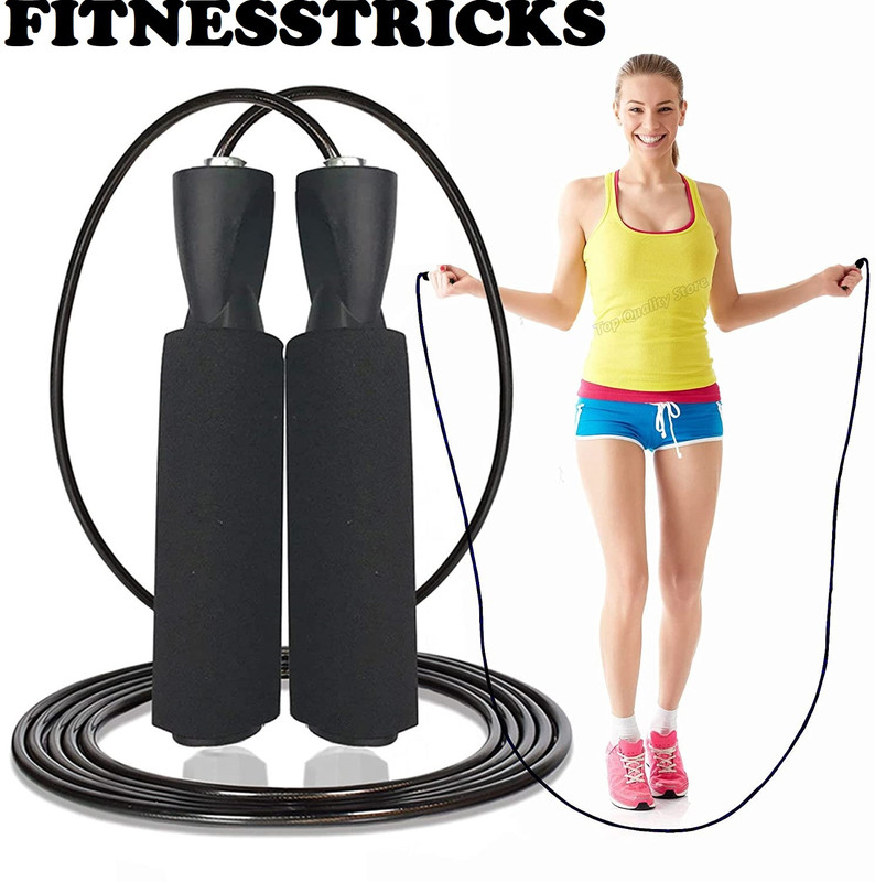 Fitnesstricks Jump Rope For Exercise Fat Burning Workout Home or Gym Ball Bearing Skipping Rope(Multicolor, Length: 274 cm)