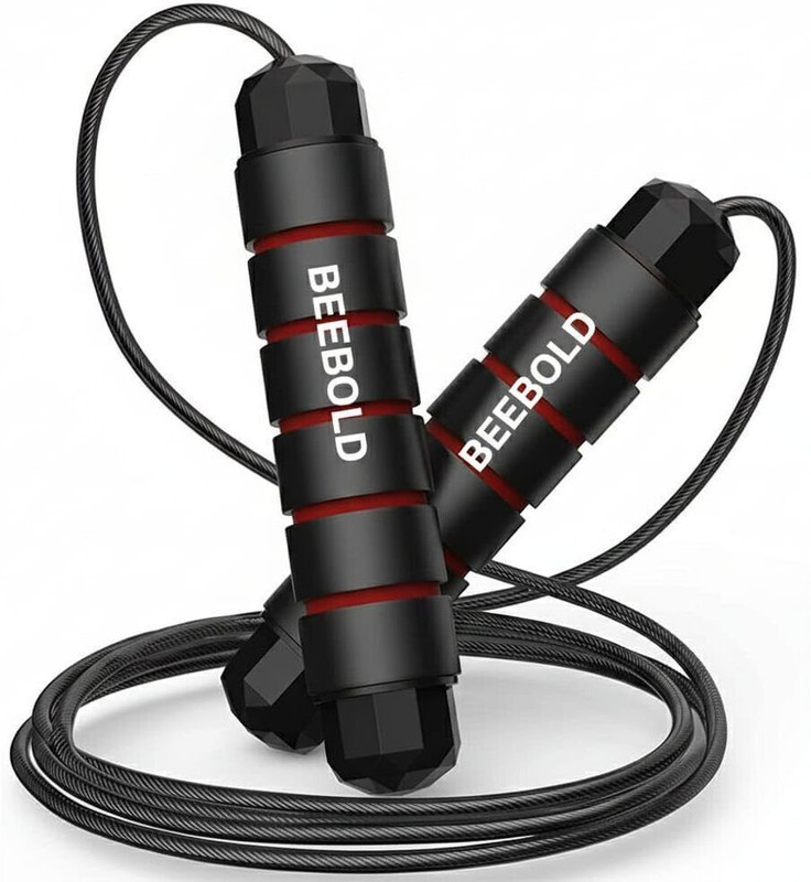 BEEBOLD UNBREAKABLE STRENGTH Skipping Rope for Men, Women & Children Freestyle Skipping Rope(Black, Red, Length: 274 cm)