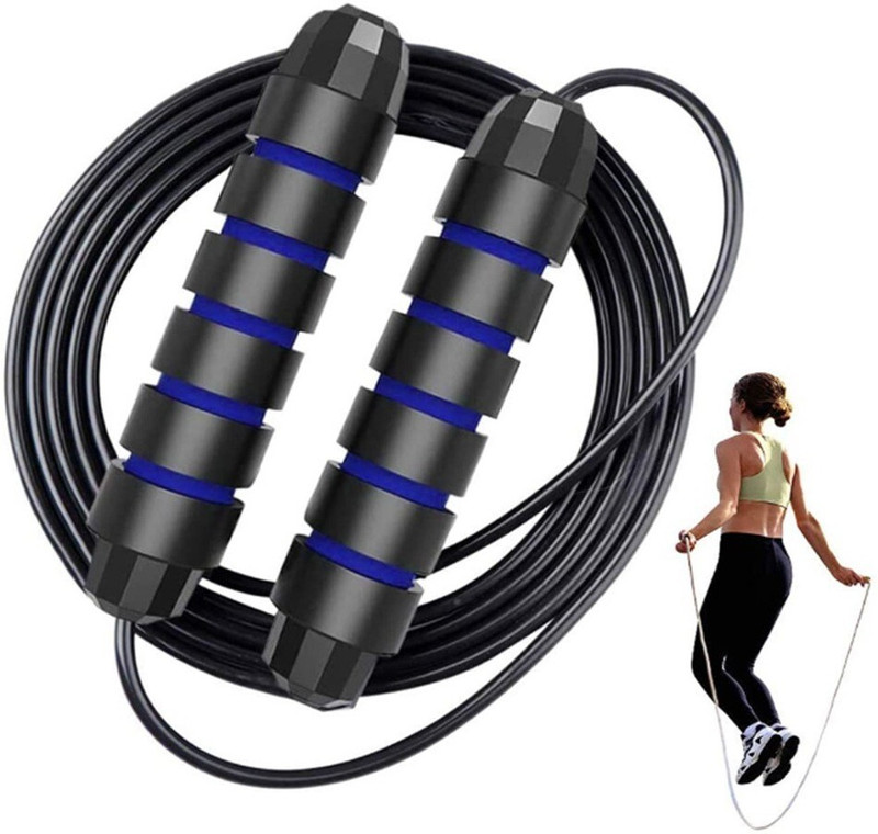 Quickfit Skipping Rope for Men, Women & Children - Jump Rope for Exercise Workout Freestyle Skipping Rope(Green, Black, Length: 280 cm)