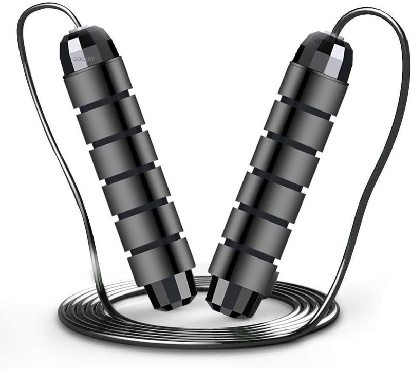 GOCART New High Quality Jump Rope With Comfortable Handles - For Any Skill Level Freestyle Skipping Rope(Black, Length: 350 cm)
