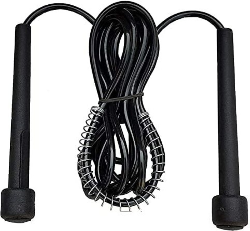 LYCAN Pencil Rope for Exercise Workout & Weight Loss Tangle Free Black Freestyle Skipping Rope(Black, Length: 254 cm)