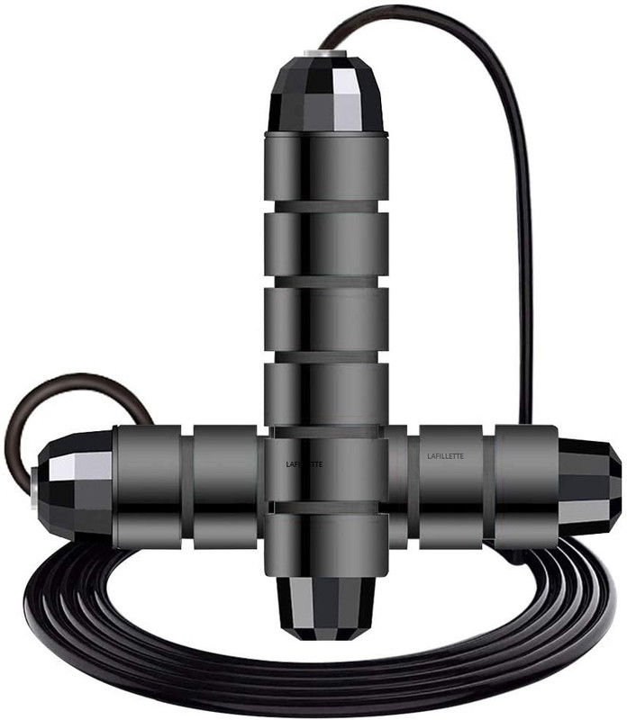 LAFILLETTE Jump Rope Skipping Rope For Fitness, Adjustable Durable Anti-skid Foam Handle Freestyle Skipping Rope(Black, Length: 280 cm)