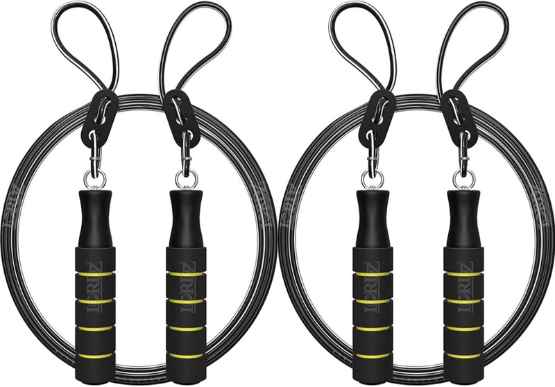 Lordz Adjustable Skipping Rope Tangle-Free with Ball Bearings ( set of 2 pieces) Ball Bearing Skipping Rope(Black, Length: 270 cm)