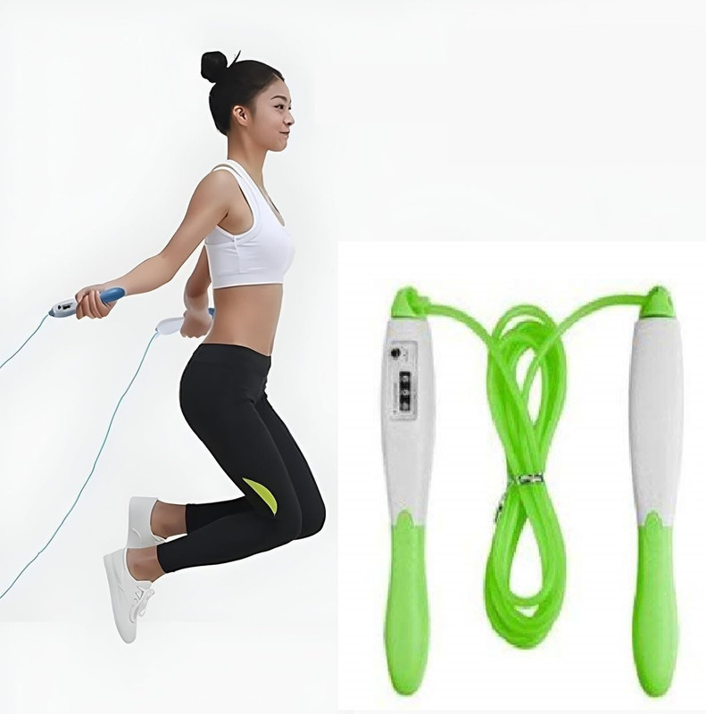 Khargadham Cordless Skipping Rope Digital Counter Speed Rope For Exercise,Cardio Fitness Digital Cordless Skipping Rope(Green, Length: 10 cm)