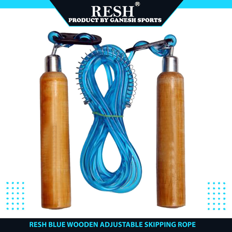 Resh Wooden Freestyle Skipping Rope(Blue, Length: 274 cm)
