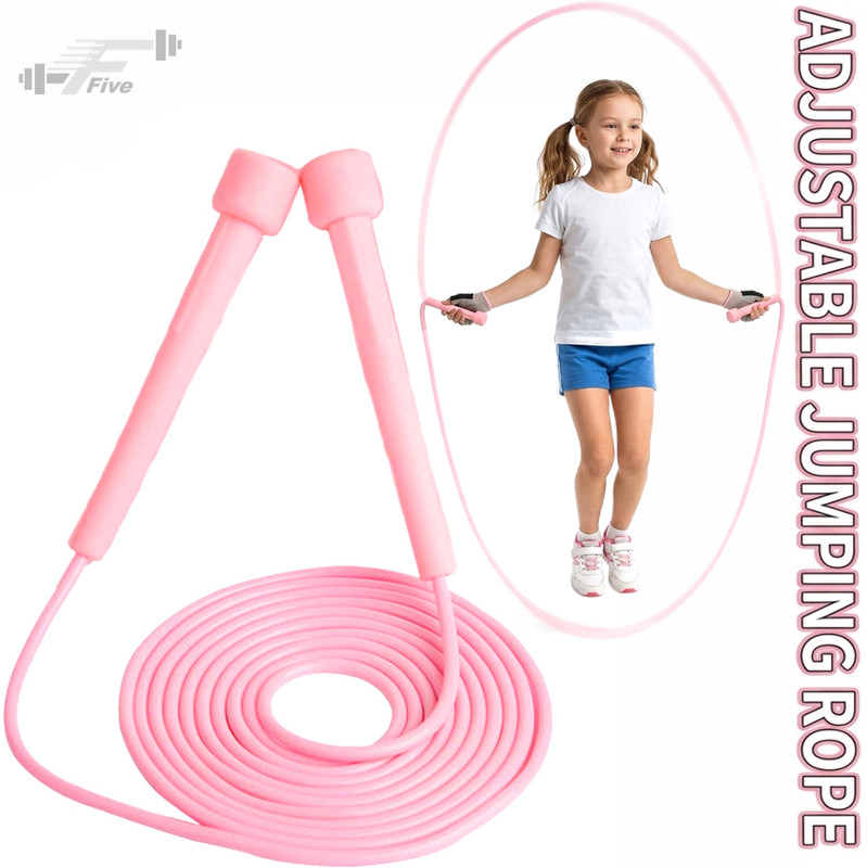 FFive Jump Rope Adjustable Length with Non-Slip Handles| Rope for Kids Freestyle Skipping Rope(Pink, Length: 247 cm)