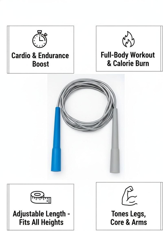 crikzone Adjustable Skipping Rope | PVC Steel Wire | Non-Slip Handles | Cardio Training Freestyle Skipping Rope(Length: 265 cm)