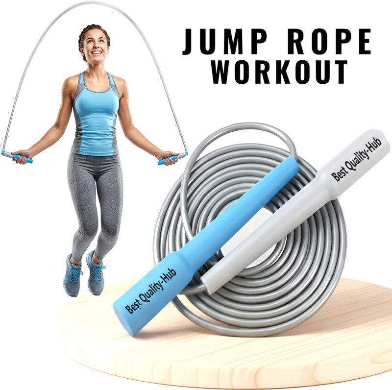 BQH Jump Rope with Adjustable Height Speed Rope for Exercise Ball Bearing Skipping Rope(Grey, Length: 287 cm)