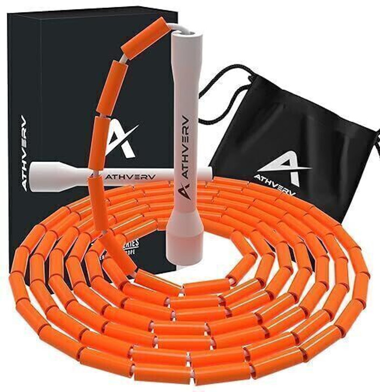 ATHVERV Freestyle Beaded Jump Rope, Skipping Rope for Tricks and Releases (Orange) Weighted Skipping Rope(Orange, Length: 304.8 cm)