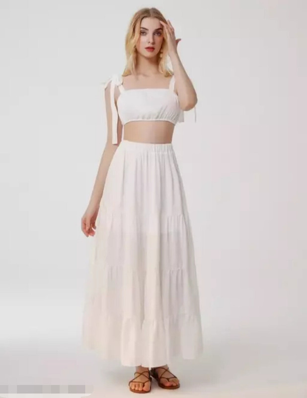 Custom-fashion Solid Women Flared White Skirt