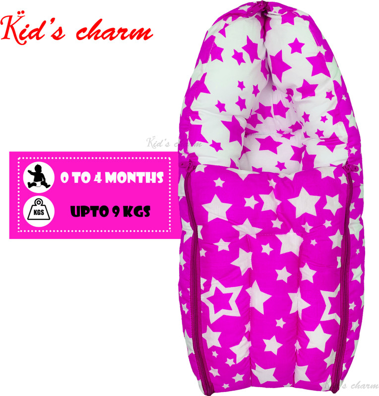 Kid's Charm Star-Multi Mini 3 in 1 Baby's Cotton Bed for New Born 0-4 Months Old (Pink) Sleeping Bag