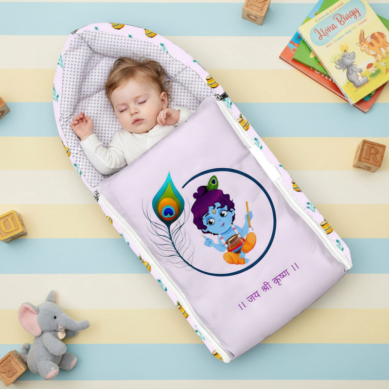 NDENTERPRISE 3 in 1 Baby Bed, Baby Bedding for New Born & Carry Nest, Cotton Sleeping Bag(Multicolor)