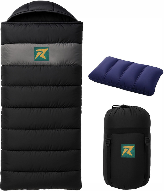 Rocksport Karakoram Rectangular -5°C Sleep Bag Camping Hiking For Adults, Free Air Pillow Sleeping Bag