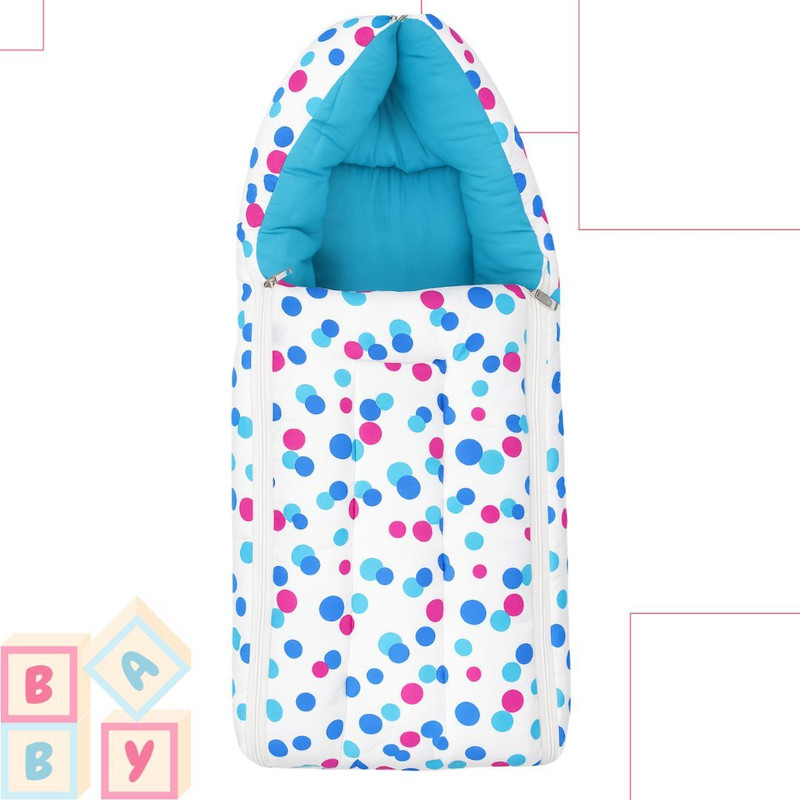GHODADARA Colorful Polka Dot Baby Sleeping Bag with Hood and Zipper Soft & Cozy Design Sleeping Bag(Multicolor)