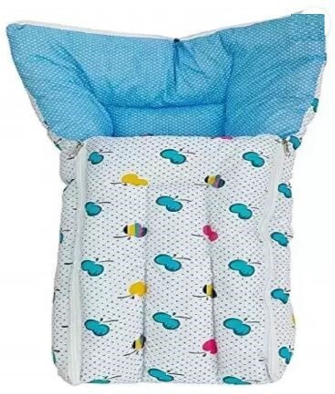 moms angel 3 in 1 Baby's Cotton Bed and Sleeping Bag Sleeping Bag(Blue, White)