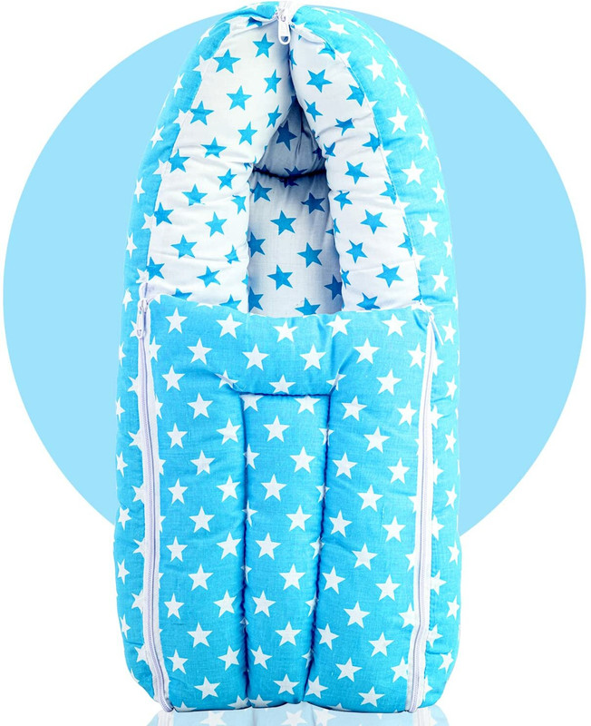 MINIKIDZ Big Star zipper 3 in 1Baby's Cotton Bed CumCarryBed 0-3 Month sleeping bag Sleeping Bag(Blue)