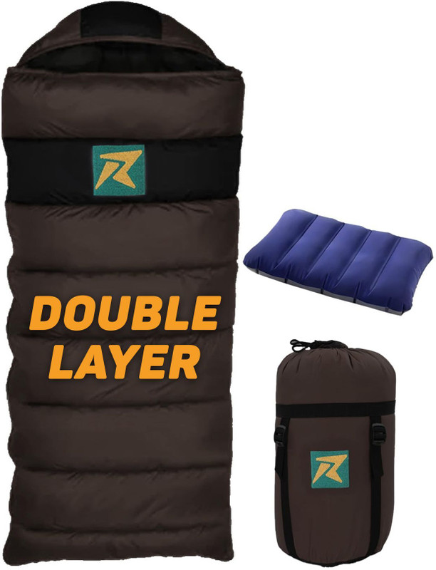 Rocksport Sleeping Bag for Camping Hiking Traveling and Outdoors|Rectangular Shape|Adult Sleeping Bag(Brown)