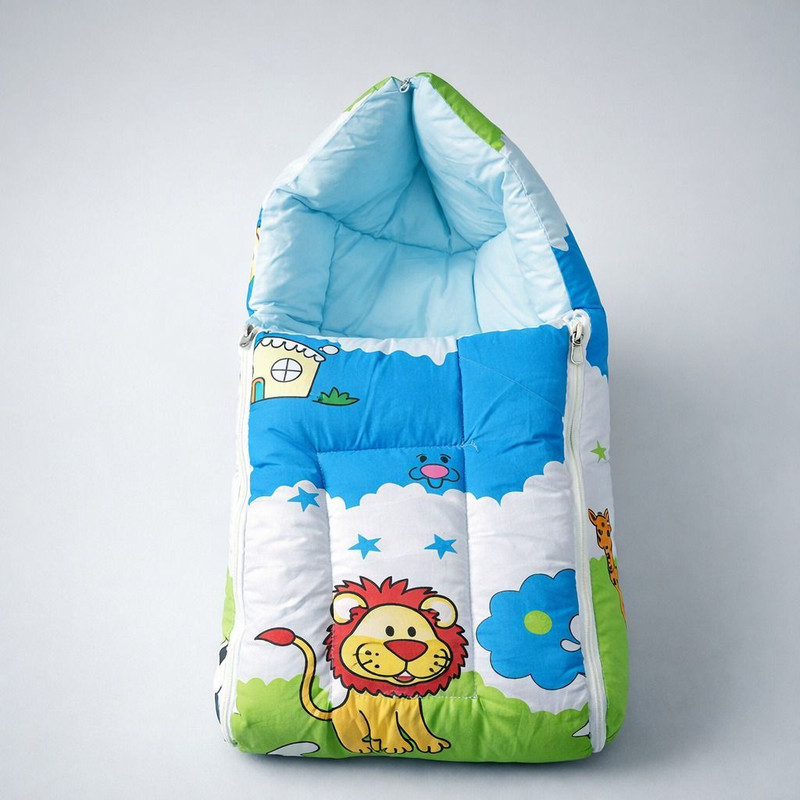LIXAVANTA Lion Print Cotton Baby Sleeping Bag Soft Cushioned Newborn Sleep Sack Blue Sleeping Bag(Blue, White, Multicolor)