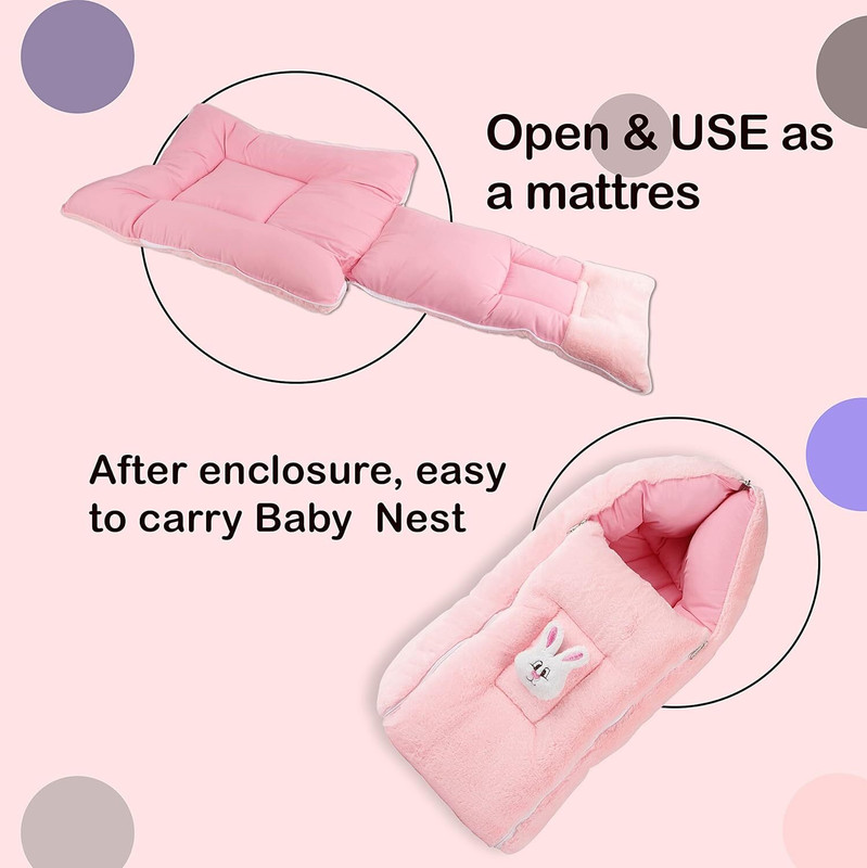 TanviQueen Soft Cotton & Velvet Baby Sleeping Bag with Hood Sleeping Bag(Pink)