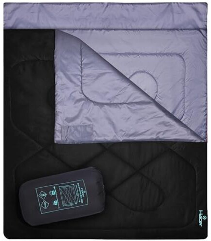 Hacer +5 Degree Winter 210T Polyester Hiking Bags (6.9ft x 5.2ft, 5°C to +10°C) Sleeping Bag(Black, Grey)