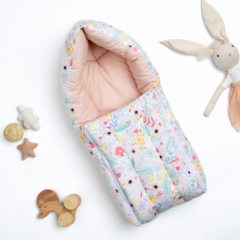 haus & kinder Cotton Carrier Nest cum sleeping bag, Ditsy Bloom ( Newborn - 3 Months) Sleeping Bag