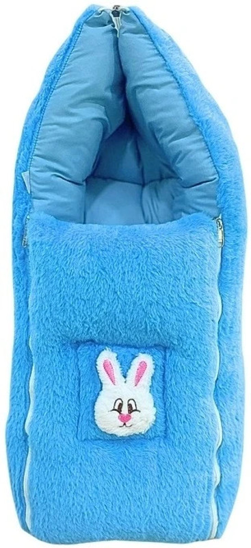 Hellobear Velvet Baby Carry Bed for New Born Babies & Infants 0-6 Months 2 in 1 Sleeping Bag(Blue)