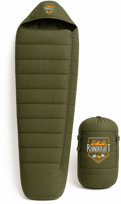 RHINOKraft Detachable Suede-Lined Interior | Rugged TPU | Fits Up to 7ft Tall Army-Grade Sleeping Bag(Green)