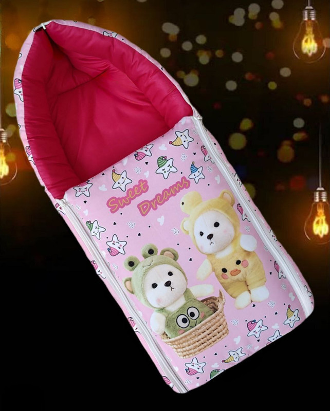 SBN Baby Cotton Bedding and Carrying Sleeping Bag Baby Sleeping Bag CARTOON PRINT Sleeping Bag(Pink)