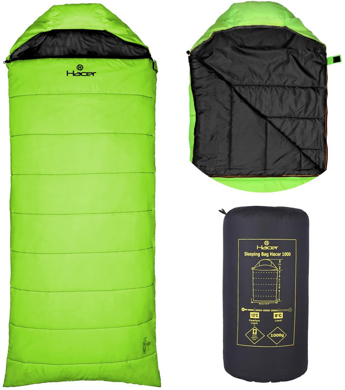 Hacer +2 Degree Winter 210T Polyester Hiking Bags for Adults (7ft, 2°C to +5°C) Sleeping Bag(Blue)