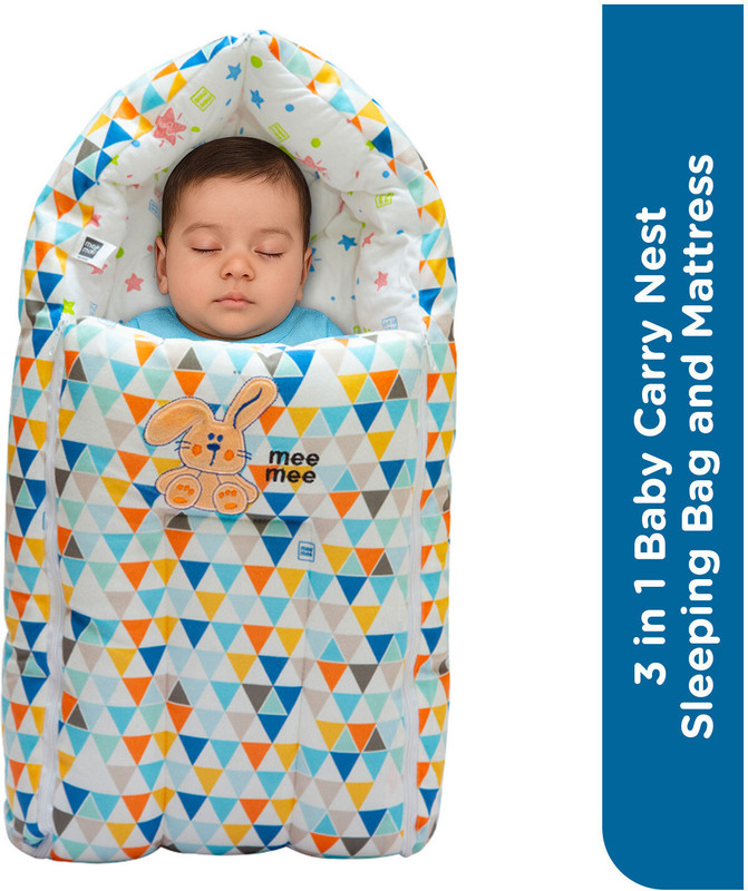 MeeMee 3 in 1 Baby Bed, Carry Nest Mattress, Soft Portable Bassinet for Newborn Infants Sleeping Bag(Blue)