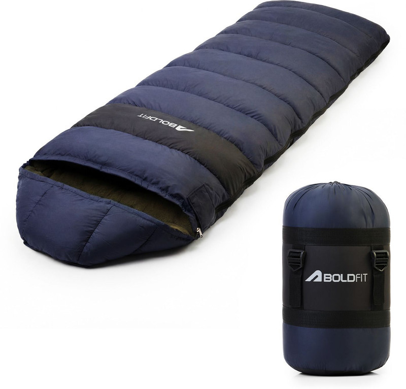 BOLDFIT Sleep Max Pro Rectangular Upto Zero Degree Anti Fleece, Reliance Fibre Filling Sleeping Bag(Blue)