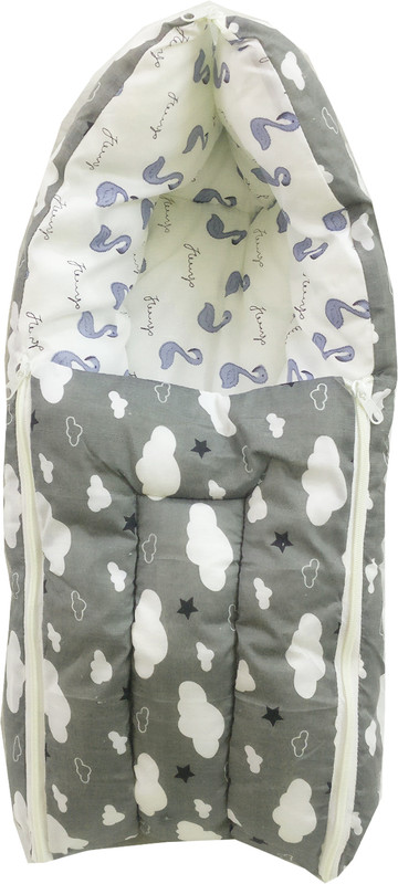 MINIKIDZ printed zipper 3 in 1 Baby's Cotton Bed Carry Bed 0-3 Months sleeping bag( Grey) Sleeping Bag