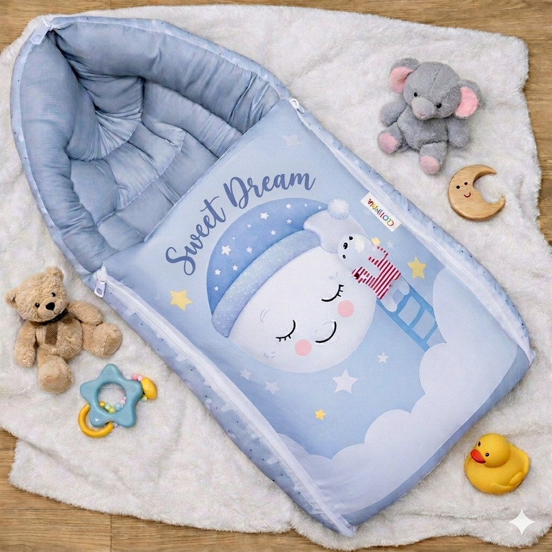 Royalty Retail And Export Baby Sleeping Bag 3in1 Cotton Comfortable For New Born Baby Carry Bag 0-12 Month Sleeping Bag(Grey)
