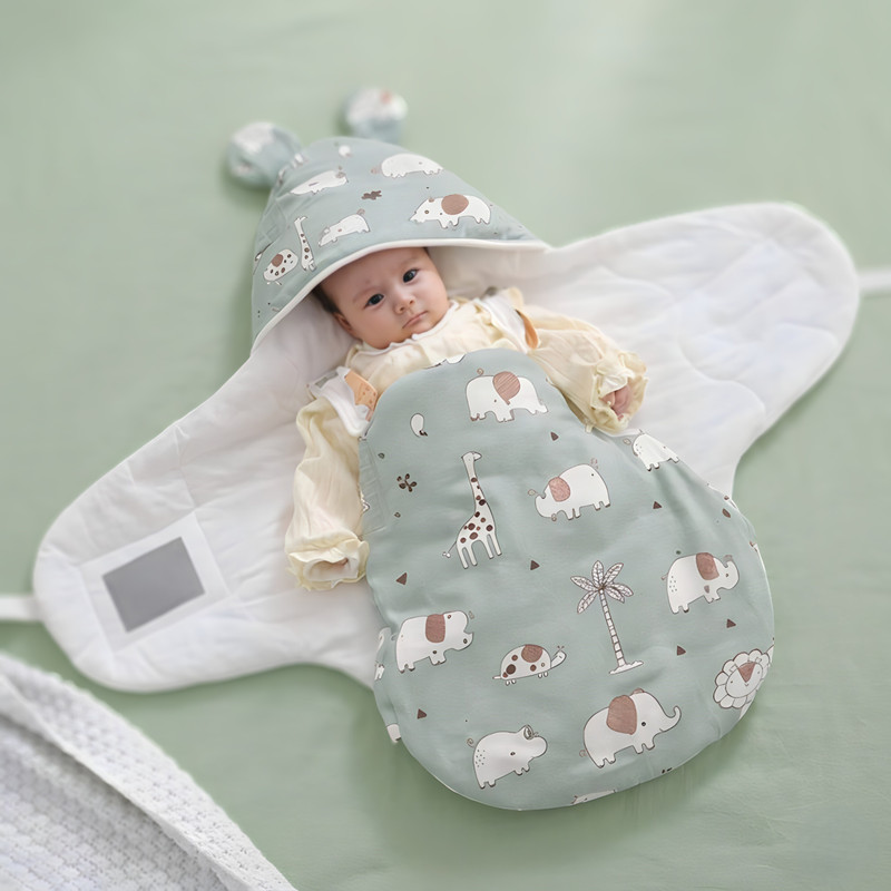 VoiDrop Ultra-Soft Baby Swaddle & Hooded Sleeping Bag| Breathable for Newborns & Infants Sleeping Bag(Green)