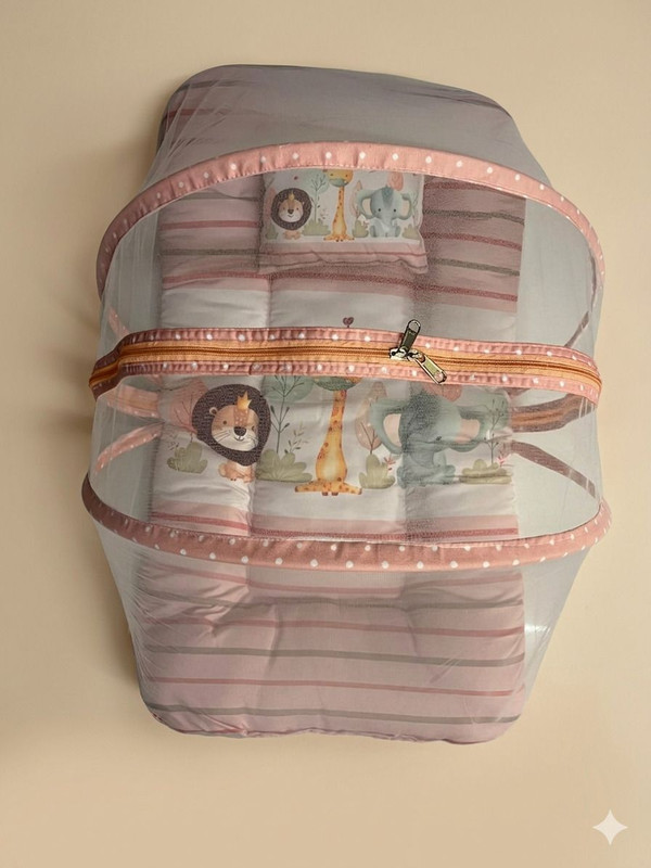 Mishti baby Mattress with Mosquito Net and Head Pillow( Light Pink ) Sleeping Bag